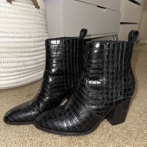 black crocodile booties